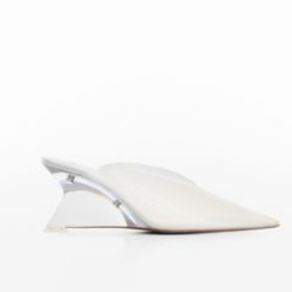 Mango Transparent Vinyl Pointy Toe Sculptural Wedge Shoes Size 39
